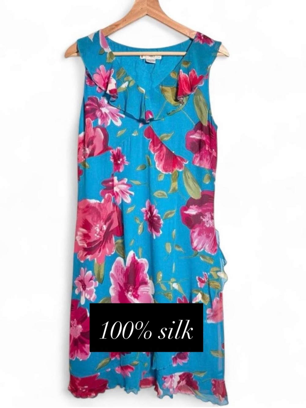 100% Silk Floral Cocktail Dress Coastal Wedding Guest Romantic